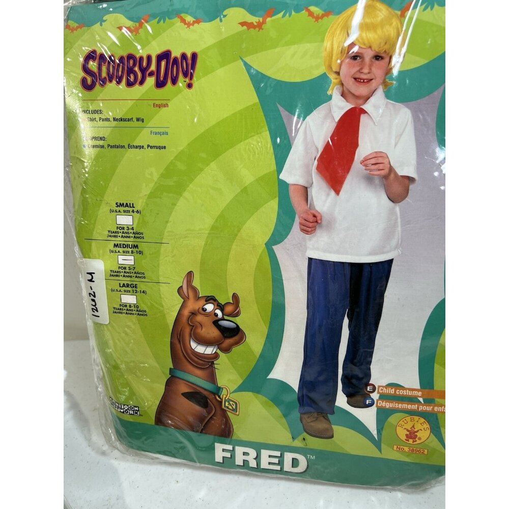 Scooby-Doo FRED Costume Cosplay Sz Med 8-10 for 5-7 yrs old w/ Wig